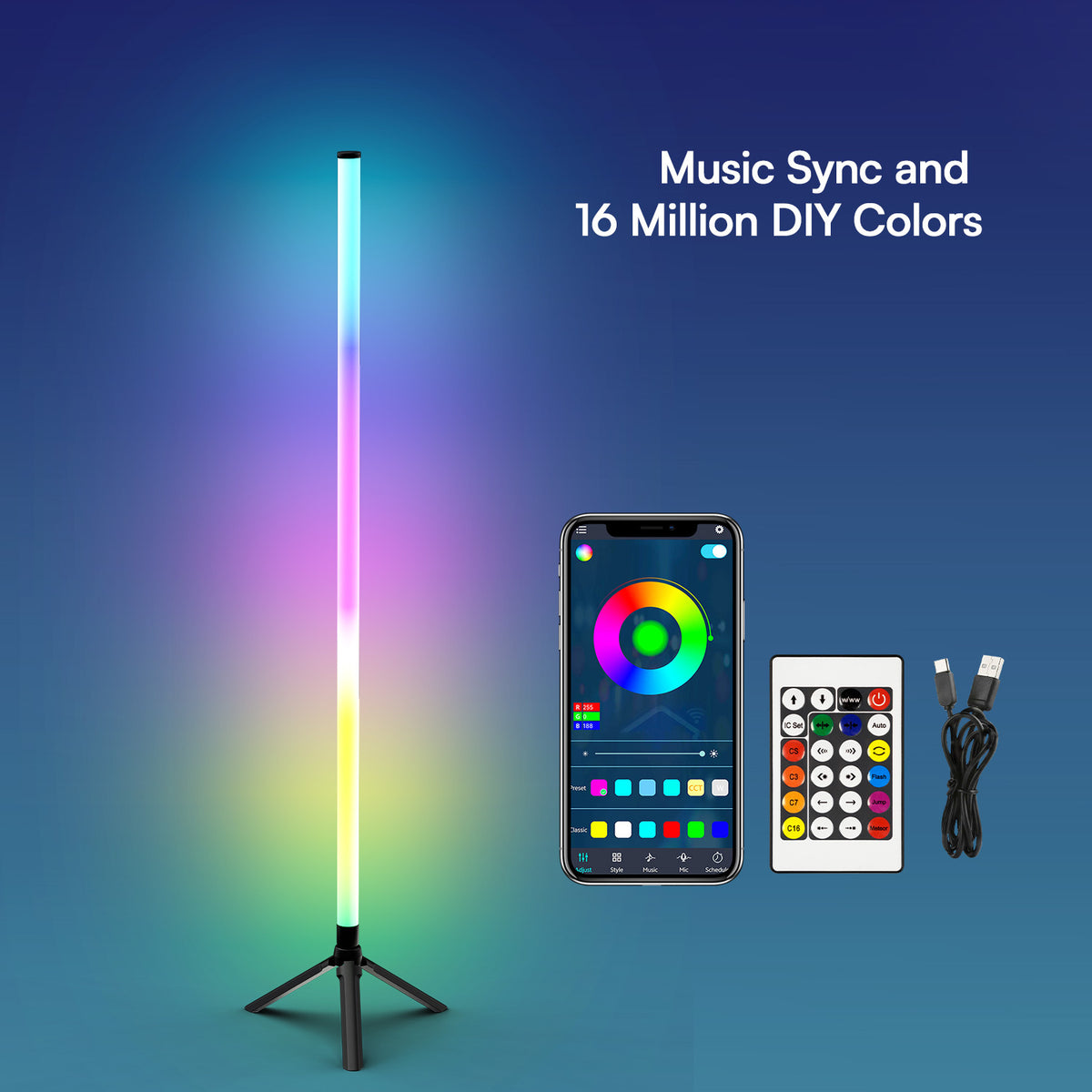 360 Colorfull Floor Atmosphere Light RGB Full Luminous Music Rhythm Pickup Light Bedroom Living Room