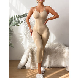 Cross-border hot new seamless belly plastic waist plus size suspenders pants women's tight-fitting
