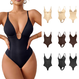 Deep V Neck Sexy Waist Shaping Waist Open T-Shaped Jumpsuit