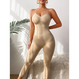Cross-border hot new seamless belly plastic waist plus size suspenders pants women's tight-fitting
